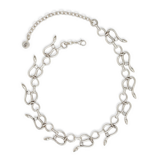Handmade Snake Crystal Pewter Necklace - 3868