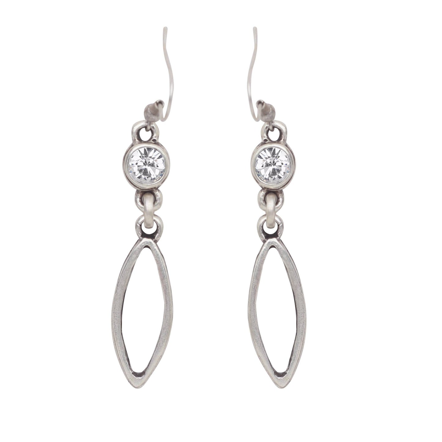 Handmade Clear Crystal Pewter Earrings - 1943