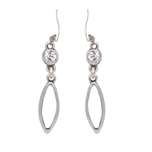 Handmade Clear Crystal Pewter Earrings - 1943