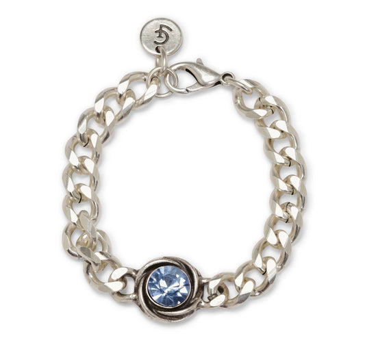 Handmade Blue Crystal Pewter Bracelet - NB2528