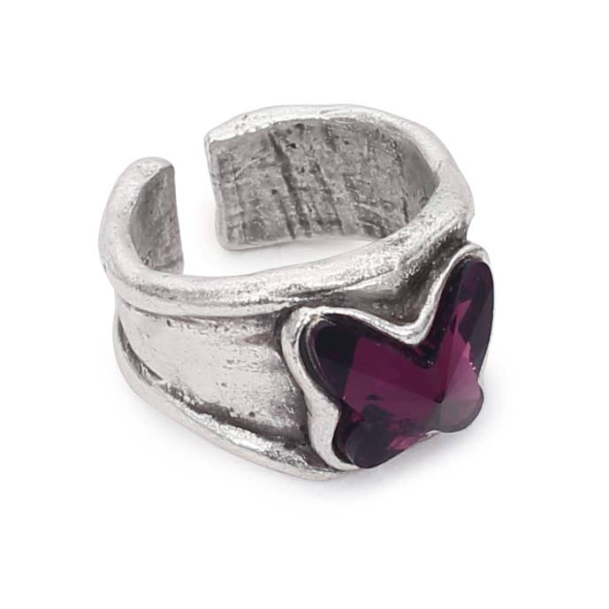 Handmade Butterfly Crystal Brass Ring - 6902