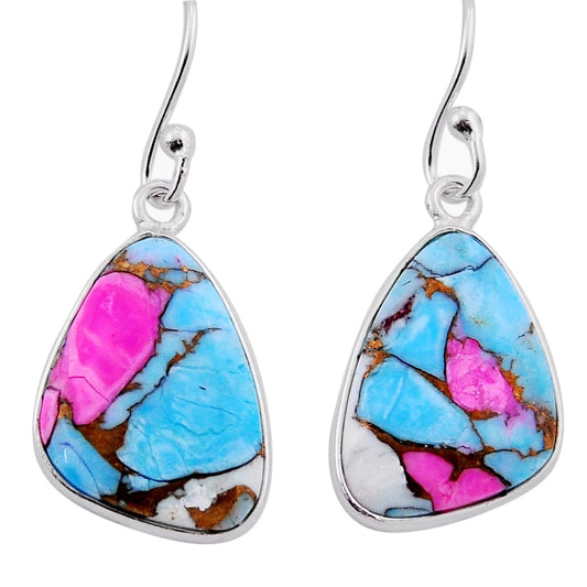 cotton candy turquoise 925 sterling silver dangle earrings