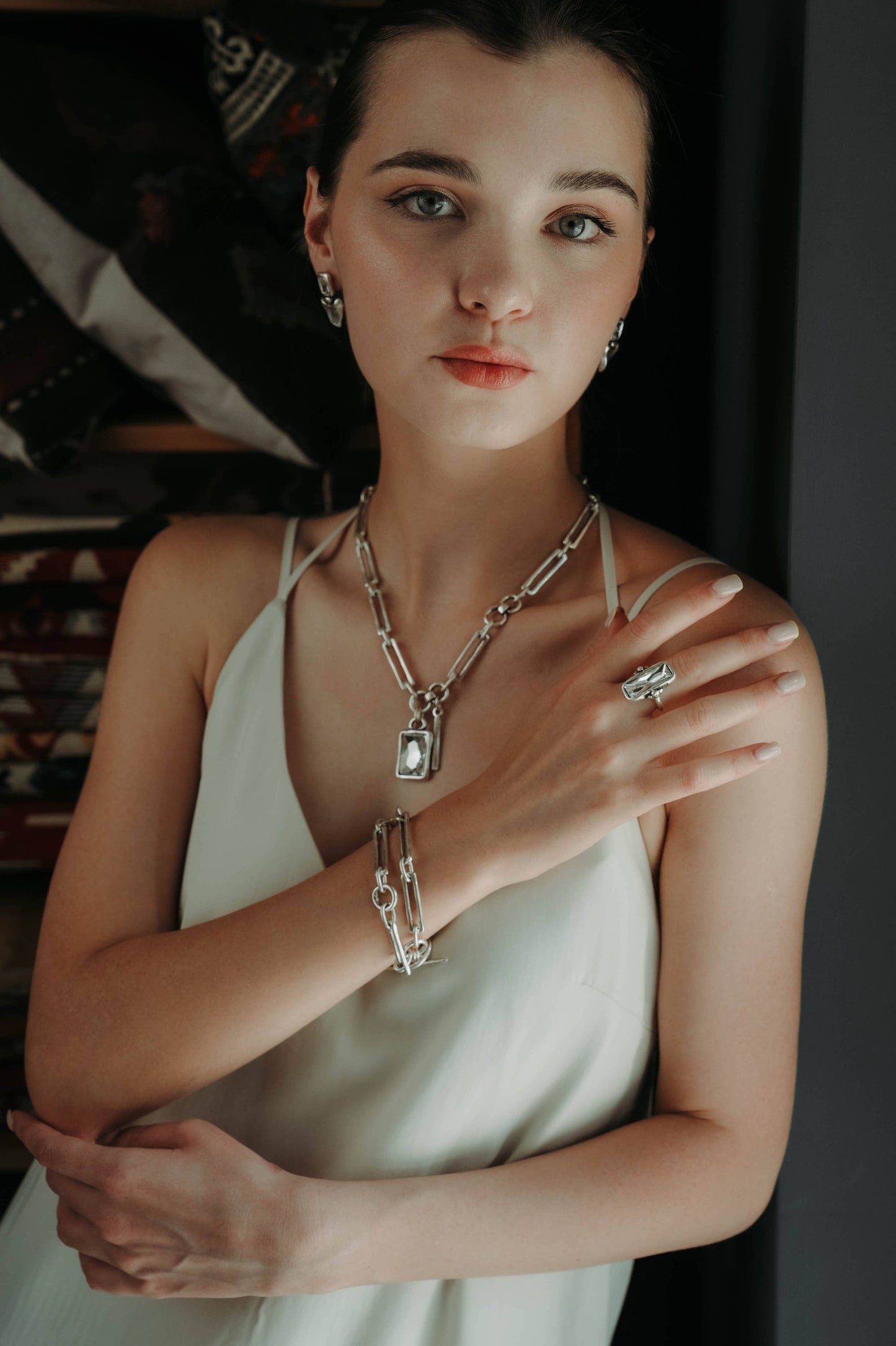 Handmade Crystal Brass Ring - 6814