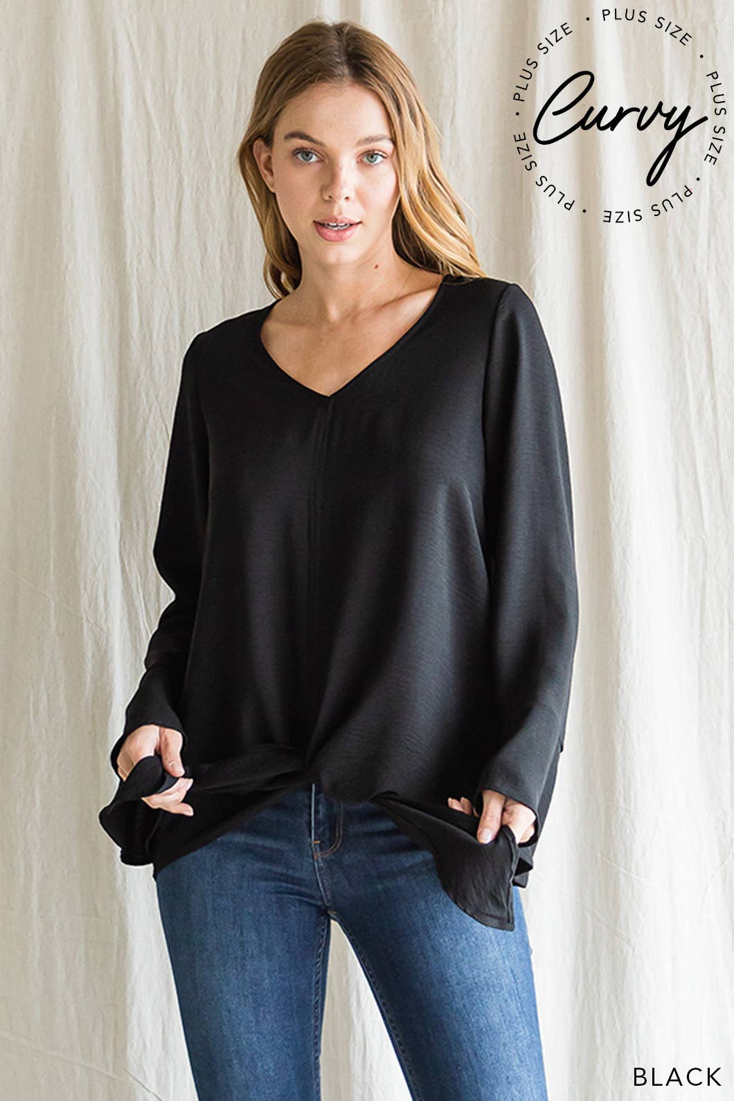 Women's V Neck Bell Sleeve Top