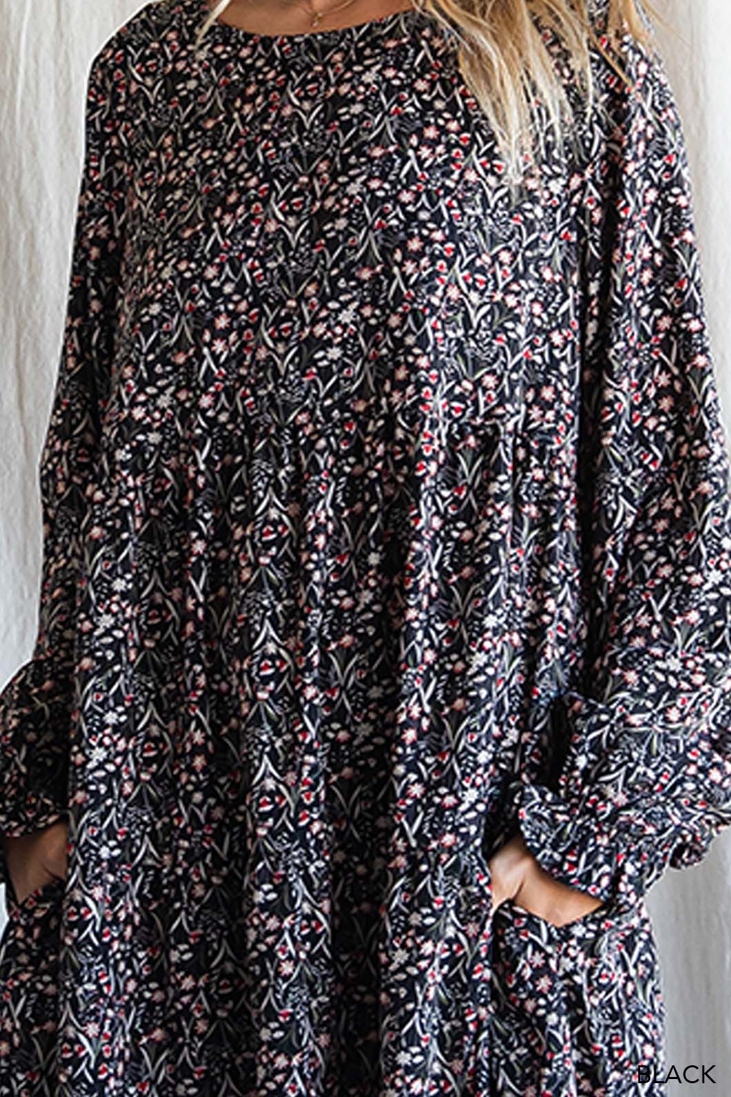 Soft Ditzy Floral Printed Midi Dress