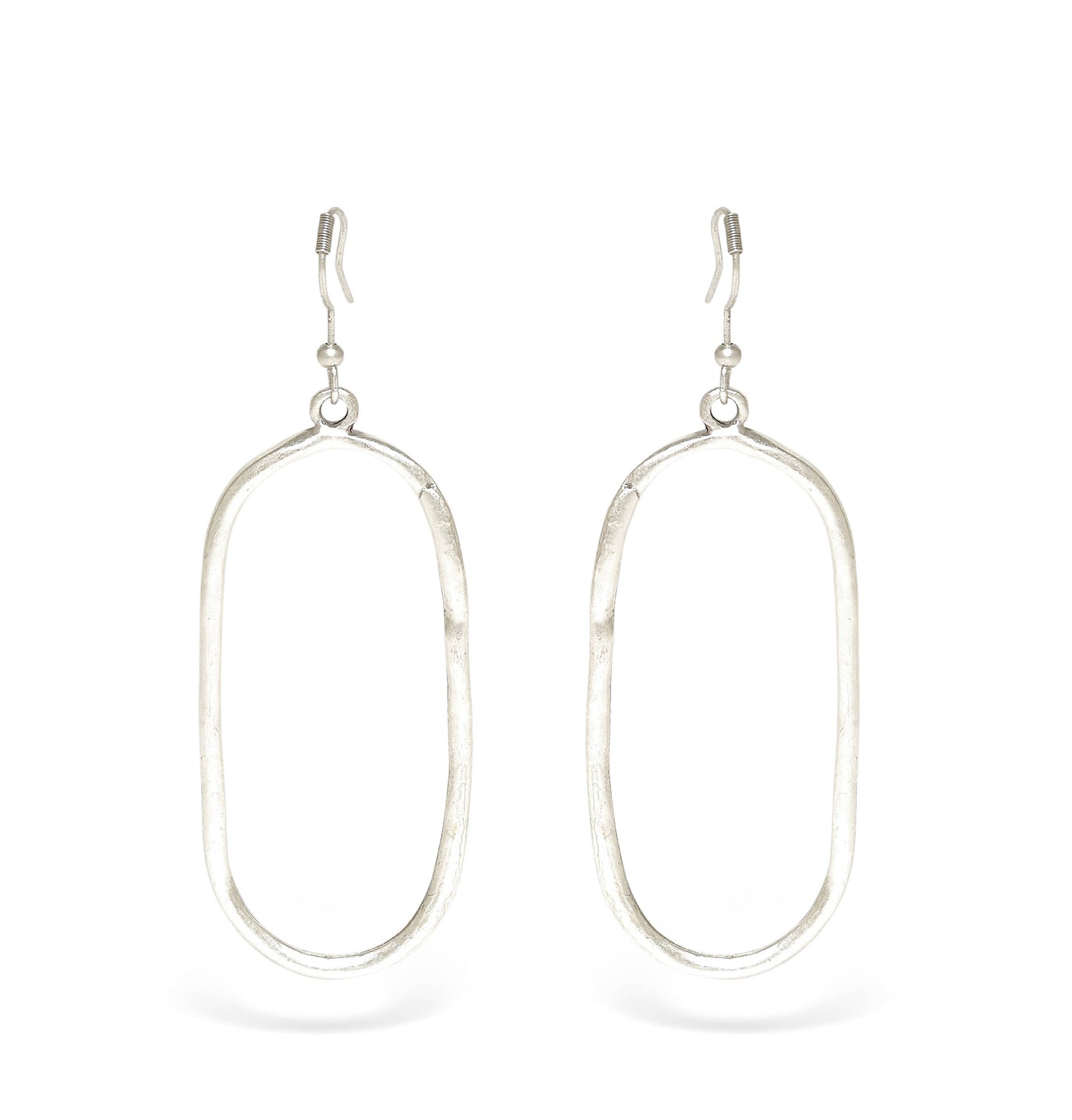 Handmade Oval Pewter Earrings - 24-343