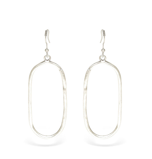 Handmade Oval Pewter Earrings - 24-343