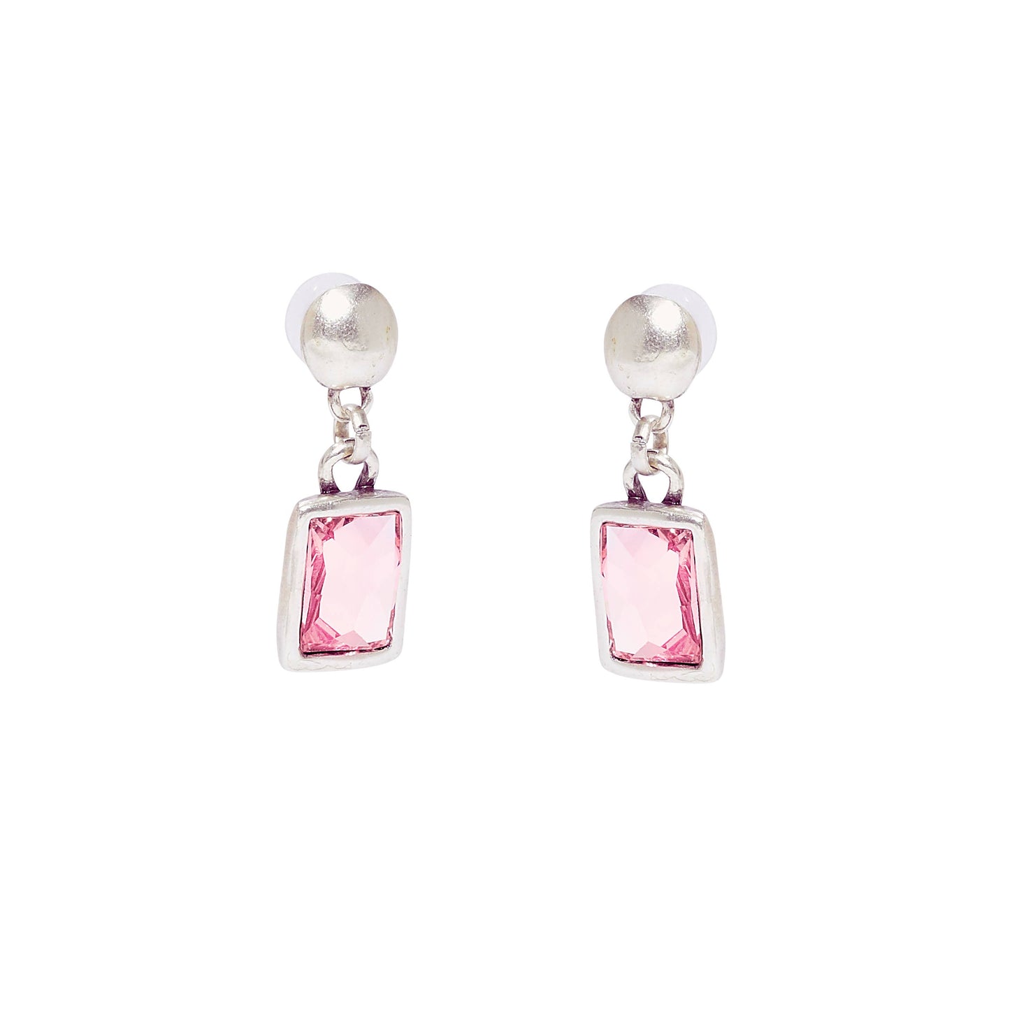 Handmade Pink Crystal Pewter Earrings - 1816 Pink