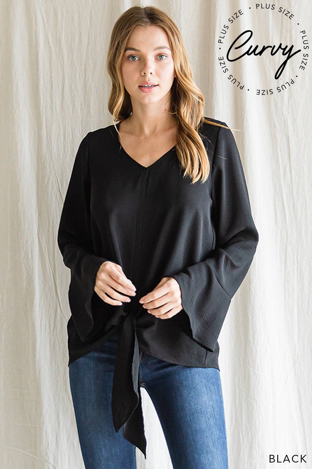 Women's V Neck Bell Sleeve Top