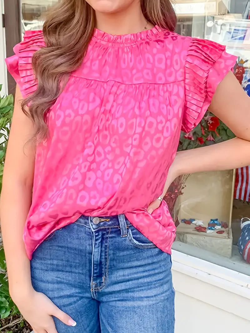 Pink Leopard Flutter Top