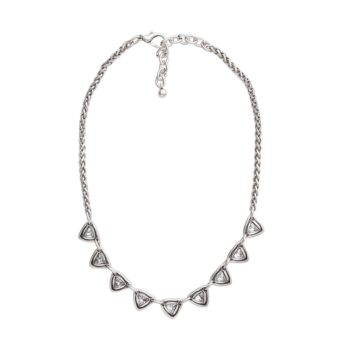 Handmade Pyramids Crystal Pewter Necklace - 3953