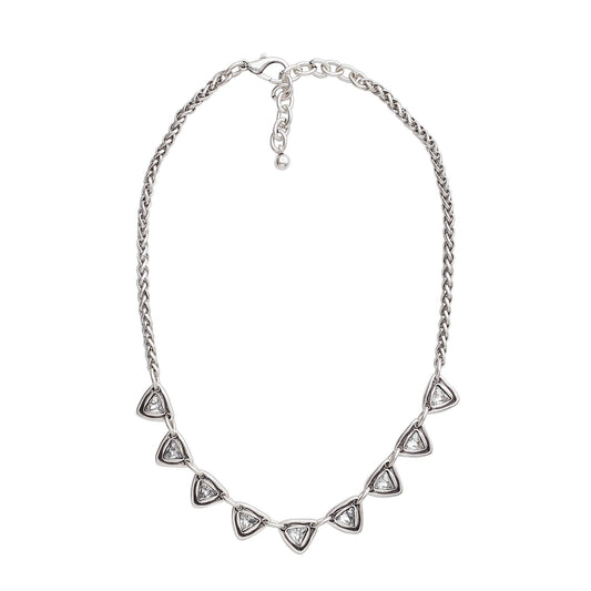 Handmade Pyramids Crystal Pewter Necklace - 3953