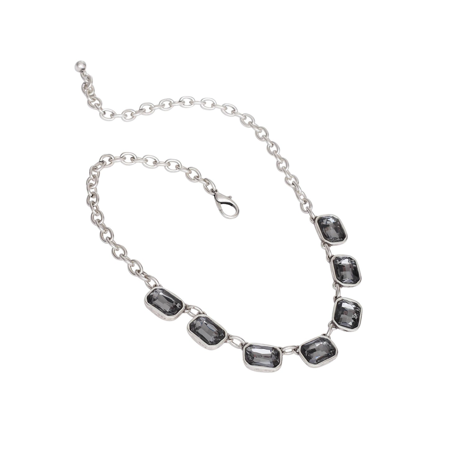 Handmade Smoky Crystal Pewter Necklace - 3948