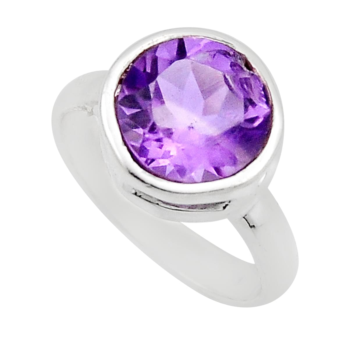 faceted natural purple amethyst 925 sterling silver ring size 7