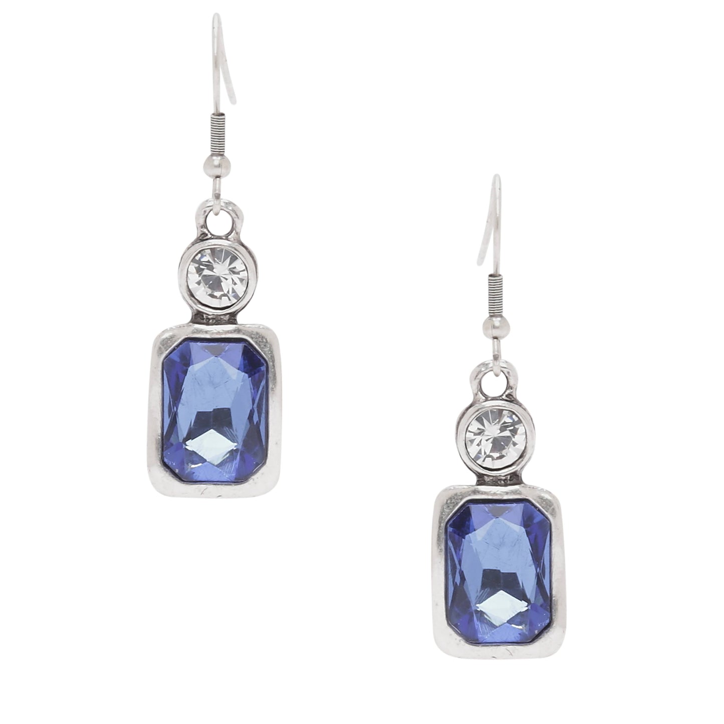 Handmade Blue Crystal Pewter Earrings - 1963