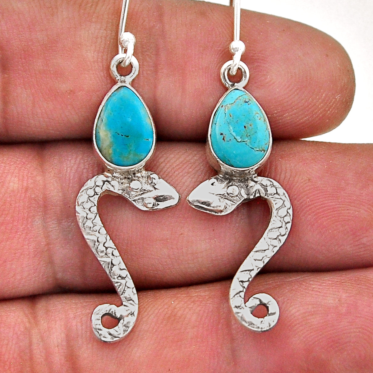green arizona mohave turquoise 925 sterling silver snake earrings