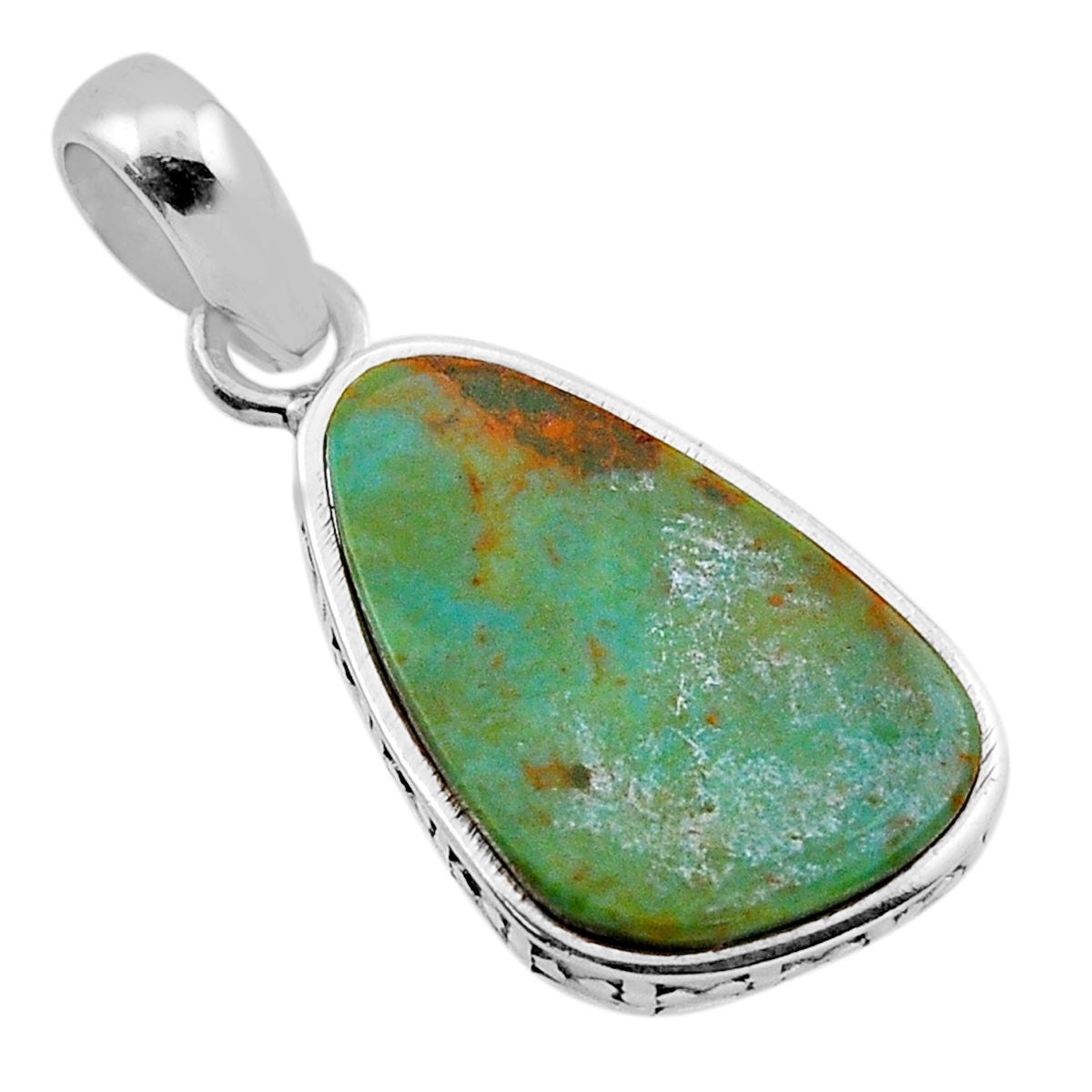 green Arizona mojave  turquoise fancy 925 sterling silver pendant