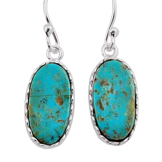 green arizona mohave turquoise oval 925 silver dangle earrings