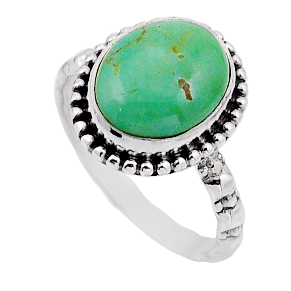 green Arizona Mojave turquoise oval sterling silver ring size 7