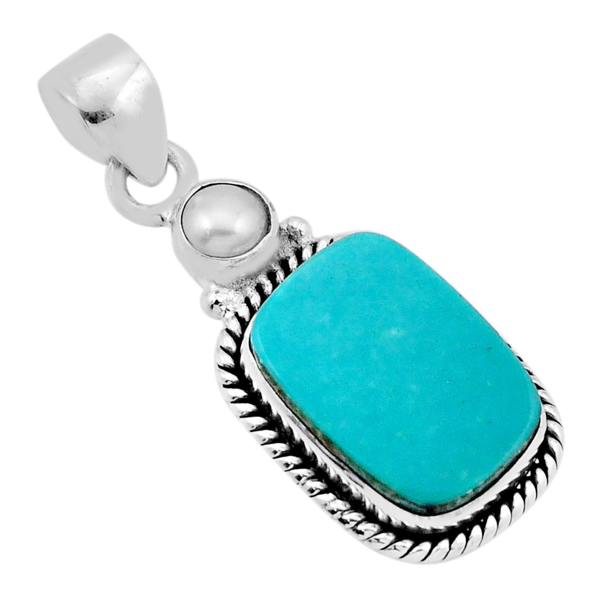 arizona mohave turquoise pearl 925 sterling silver pendant