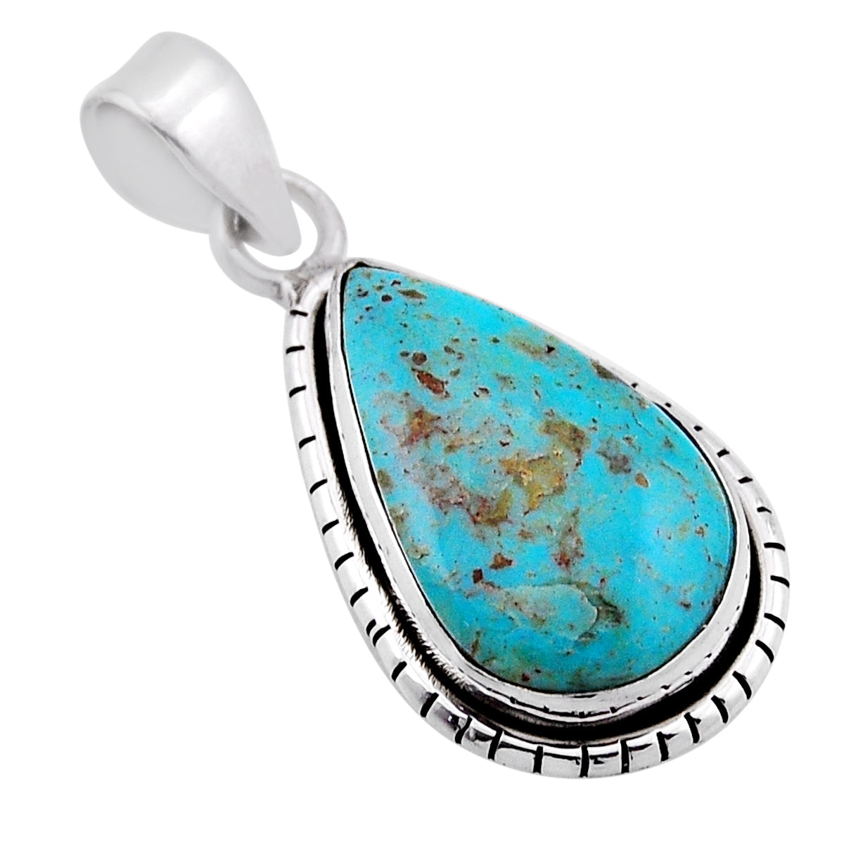 matrix royston turquoise pear 925 sterling silver pendant