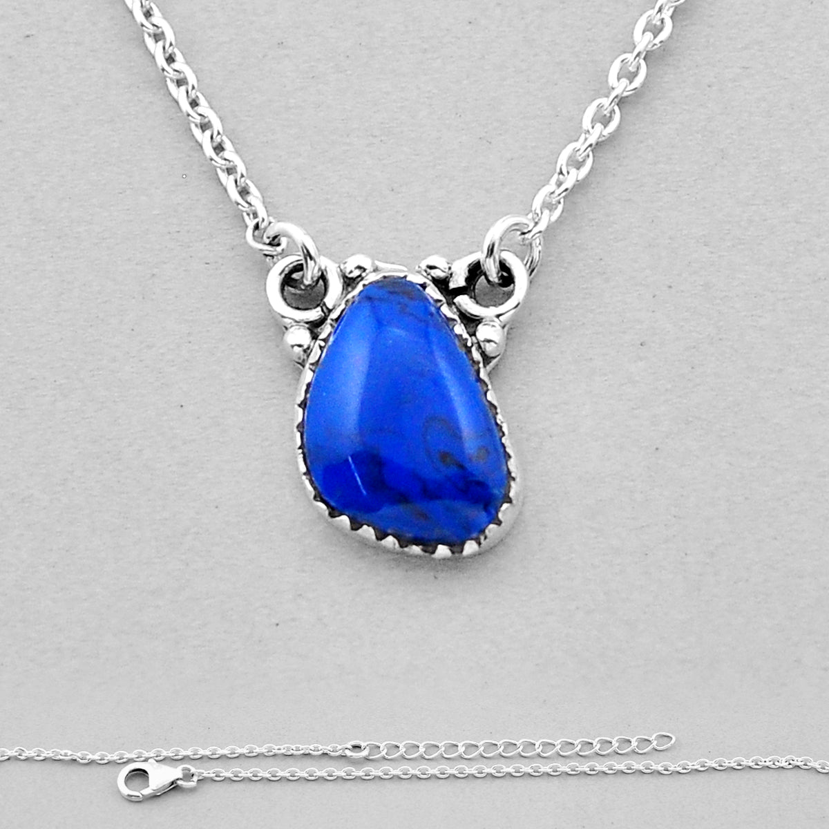 natural blue chrysocolla 925 sterling silver necklace jewelry