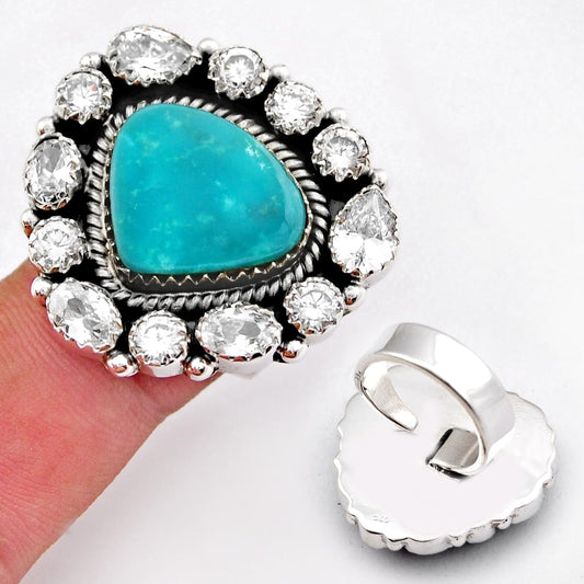 26.96cts natural blue kingman turquoise fancy topaz silver ring
