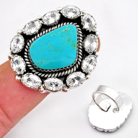26.42cts natural blue kingman turquoise fancy topaz silver ring