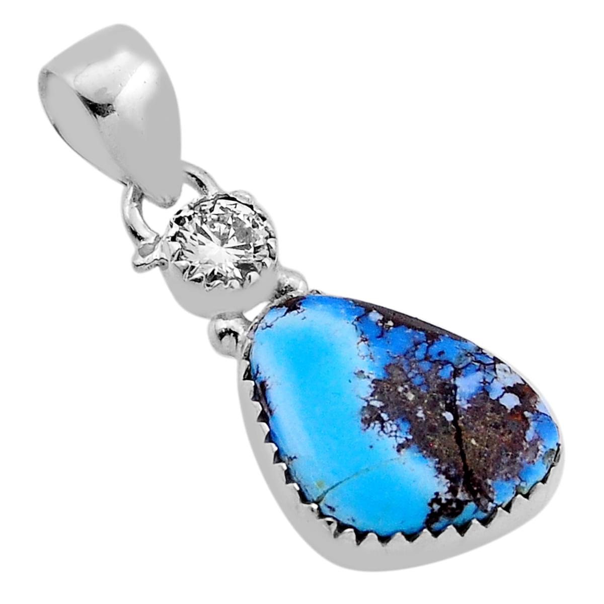 natural golden hills turquoise topaz 925 sterling silver pendant
