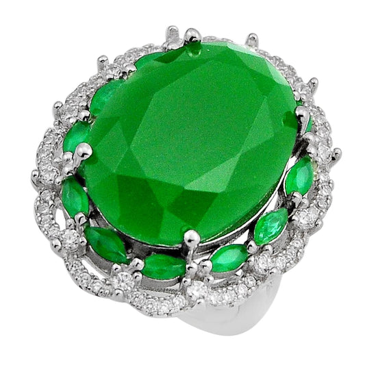 15.91cts natural green chalcedony topaz sterling silver cocktail ring size 6