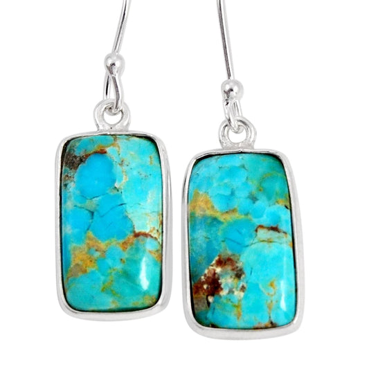 natural king man turquoise 925 sterling silver dangle earrings