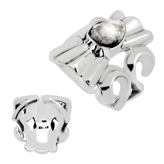 natural white buffalo silver adjustable ring size 7.5