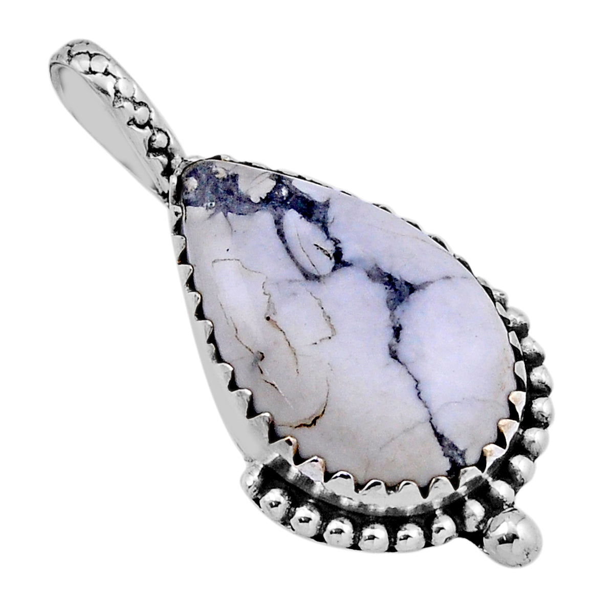 natural white pear shaped 925 sterling silver pendant