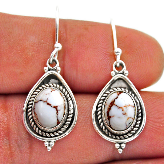 natural white wild horse magnesite 925 silver dangle earrings