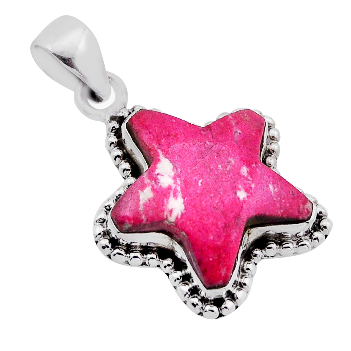pink thulite (unionite, pink zoisite) star silver pendant