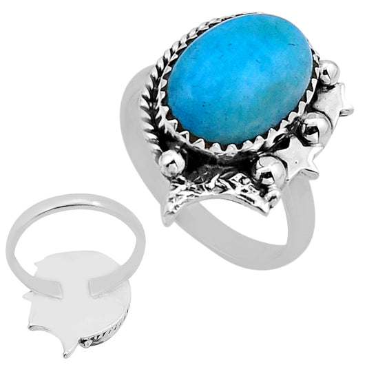 925 Silver natural green peruvian amazonite ring size 7