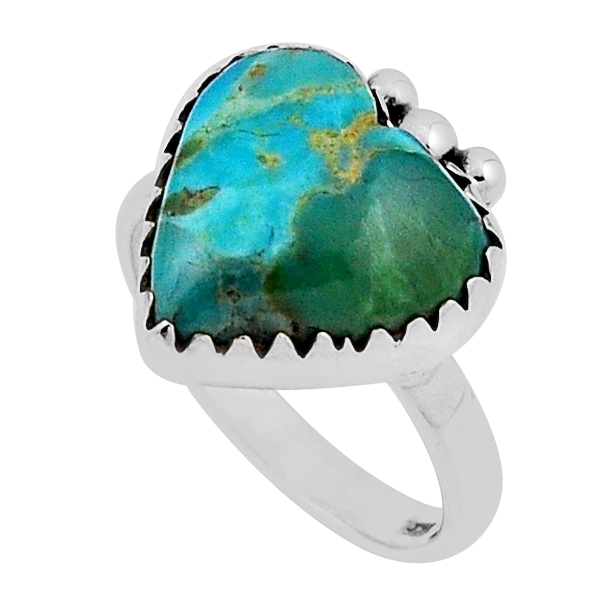 size 7.5 solitaire Arizona Mohave turquoise 925 silver heart ring