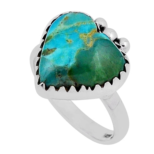 size 7.5 solitaire Arizona Mohave turquoise 925 silver heart ring