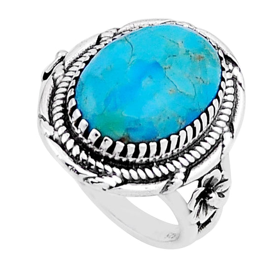 solitaire arizona mohave turquoise oval 925 silver ring size 6