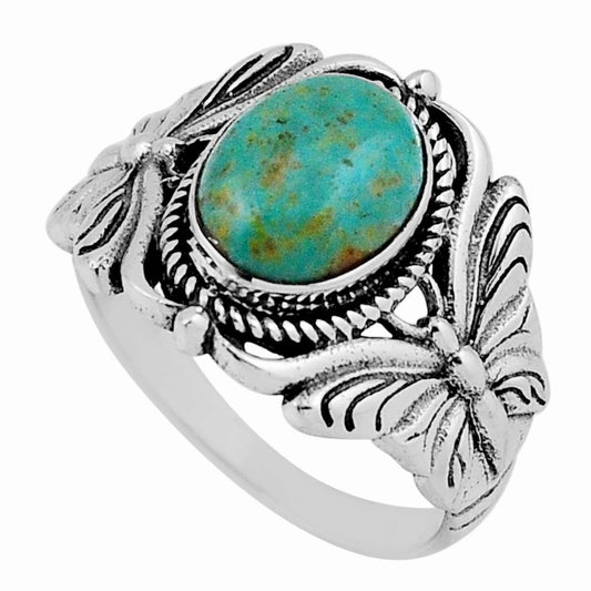 solitaire arizona mohave turquoise silver butterfly ring size 8
