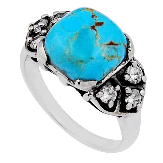 size 7 solitaire blue Arizona Mohave turquoise 925 silver ring
