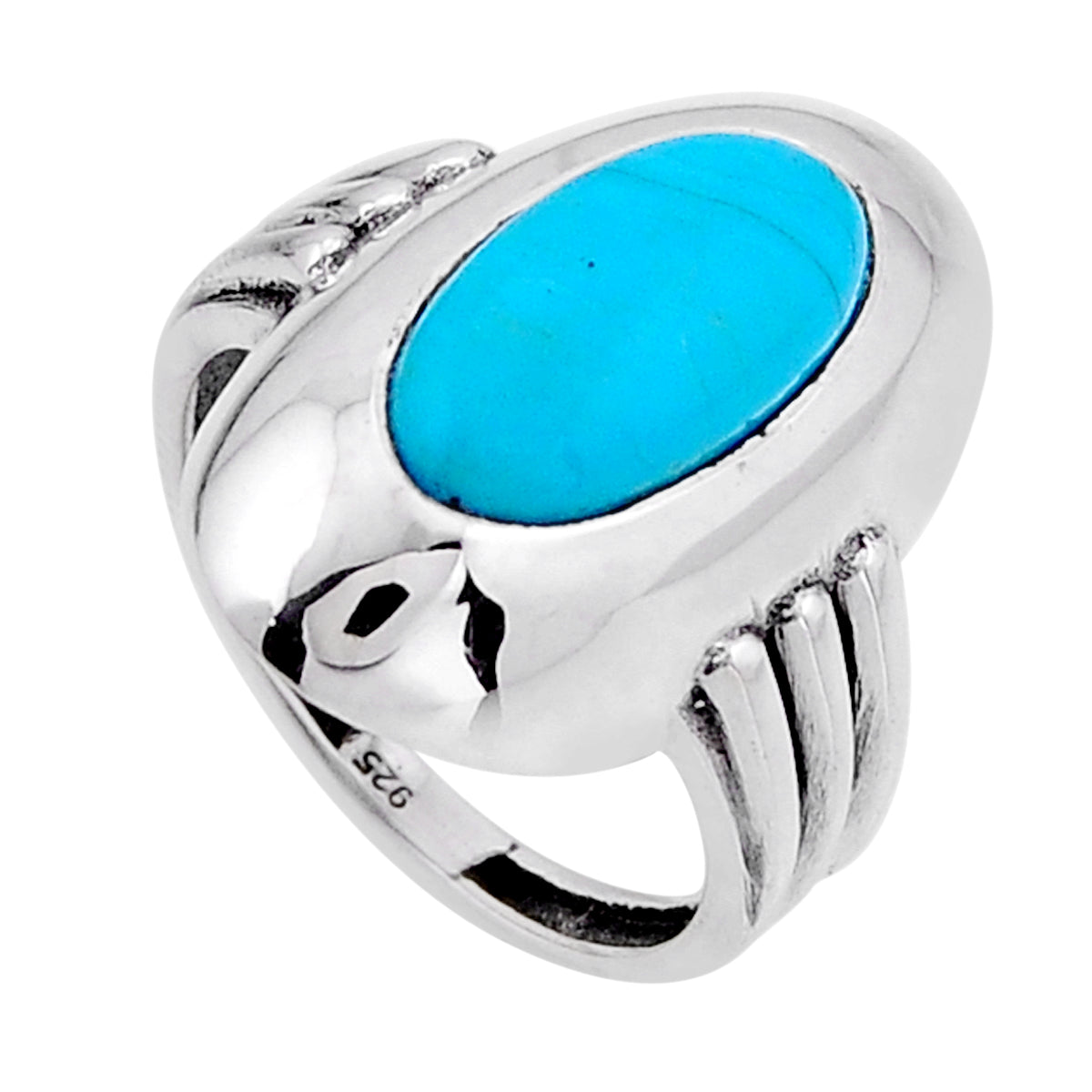 solitaire blue Arizona Mojave turquoise 925 silver ring size 7