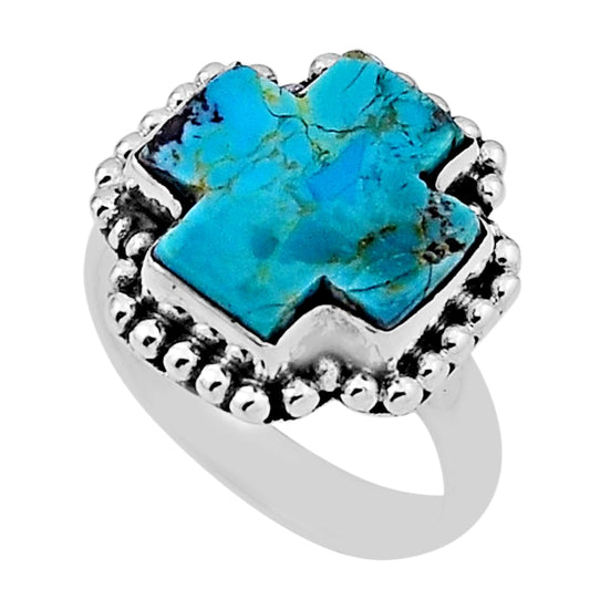 size 7 solitaire blue Arizona Mohave turquoise silver cross ring