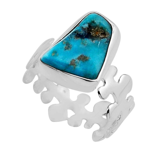 solitaire blue sleeping beauty turquoise 925 silver ring size 8