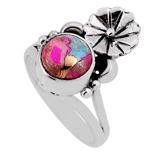 solitaire cotton candy turquoise 925 silver flower ring size 7