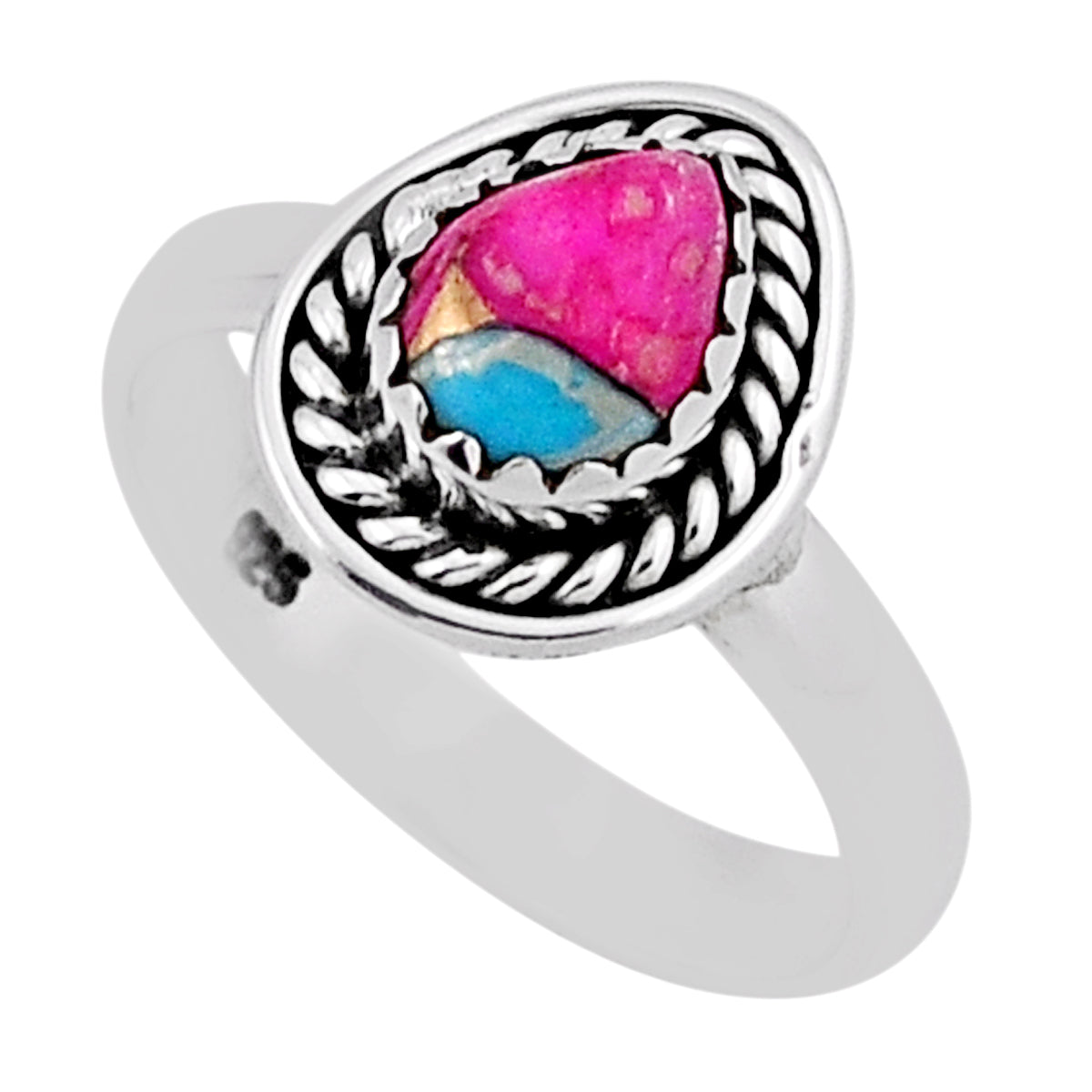 solitaire cotton candy turquoise 925 sterling silver ring size 7
