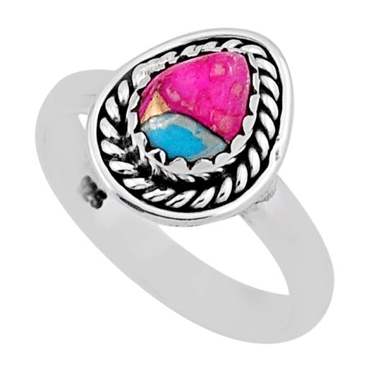 solitaire cotton candy turquoise 925 sterling silver ring size 7