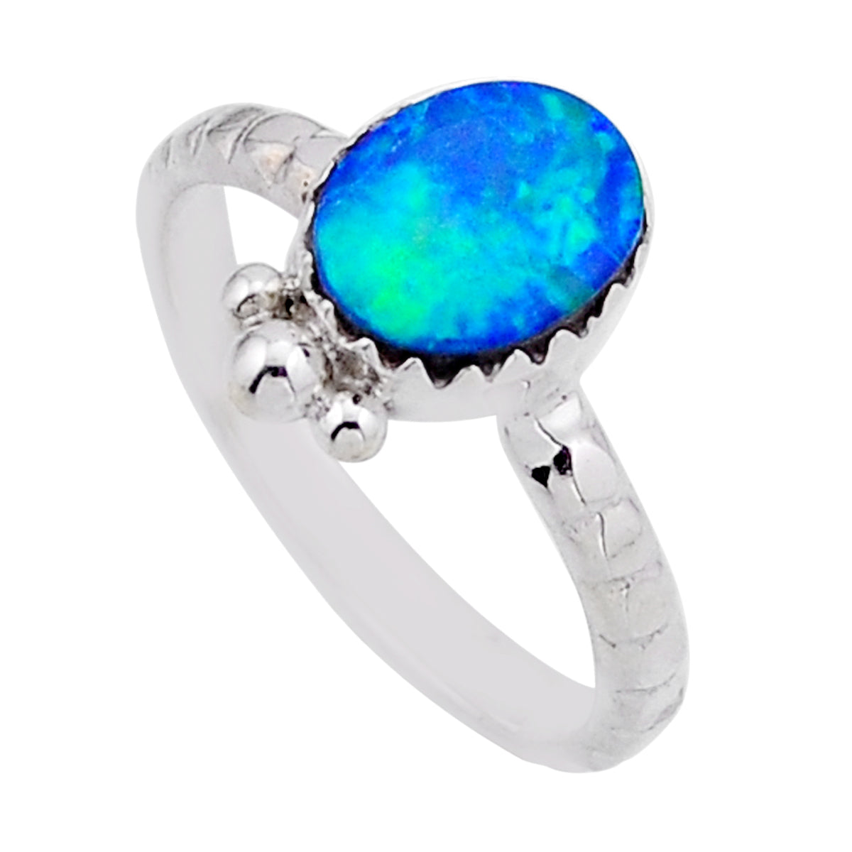 solitaire fine volcano aurora opal oval 925 silver ring size 7
