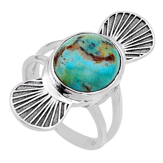 solitaire green arizona mohave turquoise 925 silver ring size 6