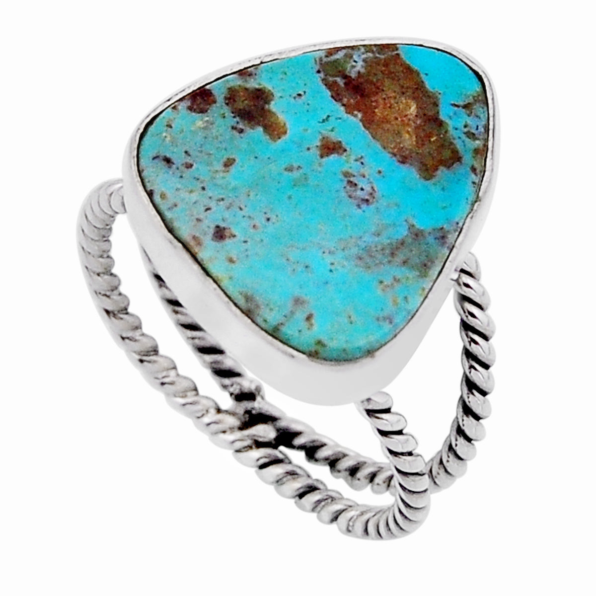 solitaire green Arizona Mojave turquoise 925 silver ring size 8